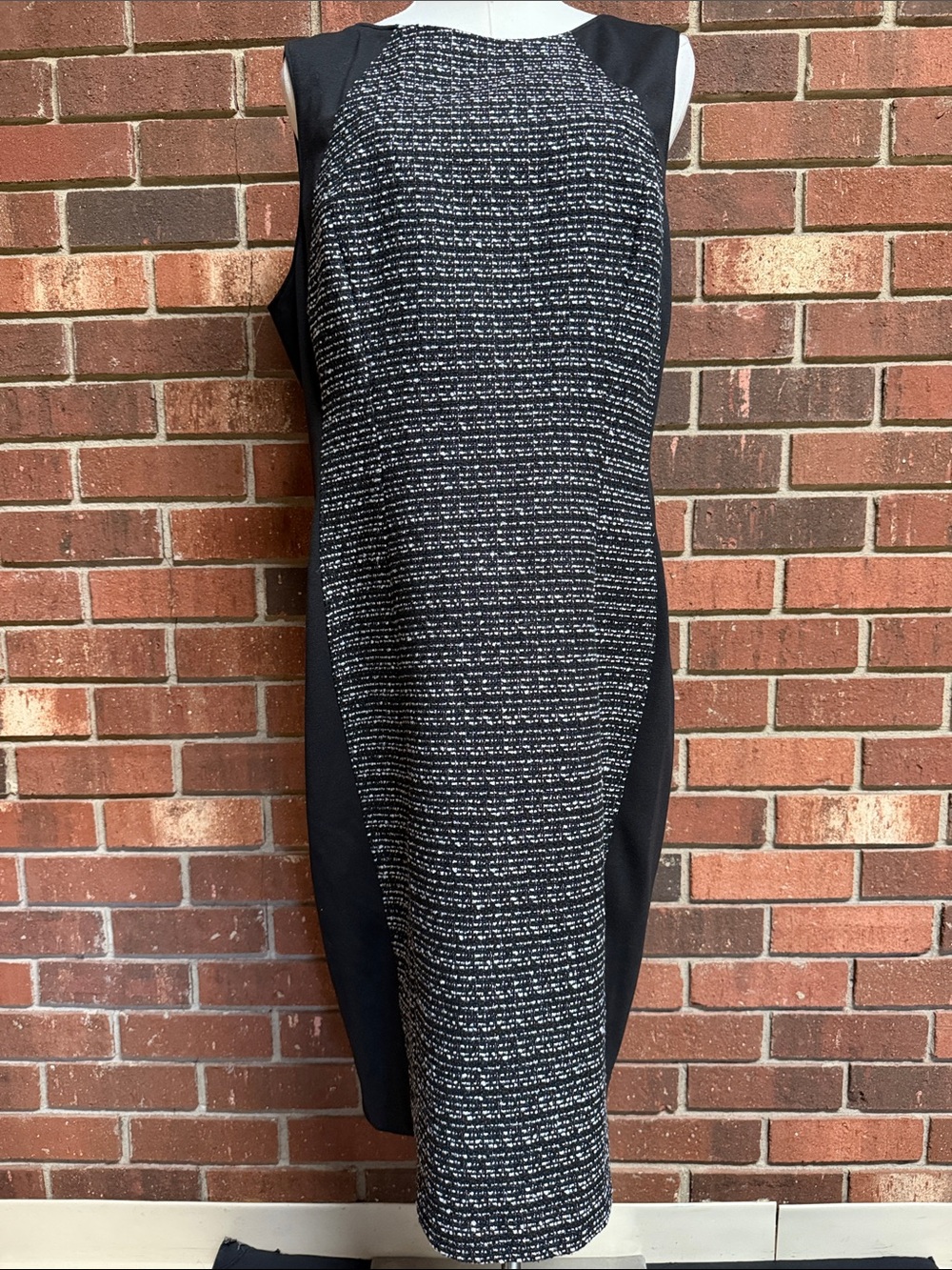 White House Black Market Black & White Bouclé Tweed Sheath Dress Size 14